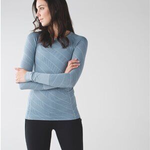 Lululemon Swiftly Tech Long Sleeve Crew Heathered Blue Denim Size 12